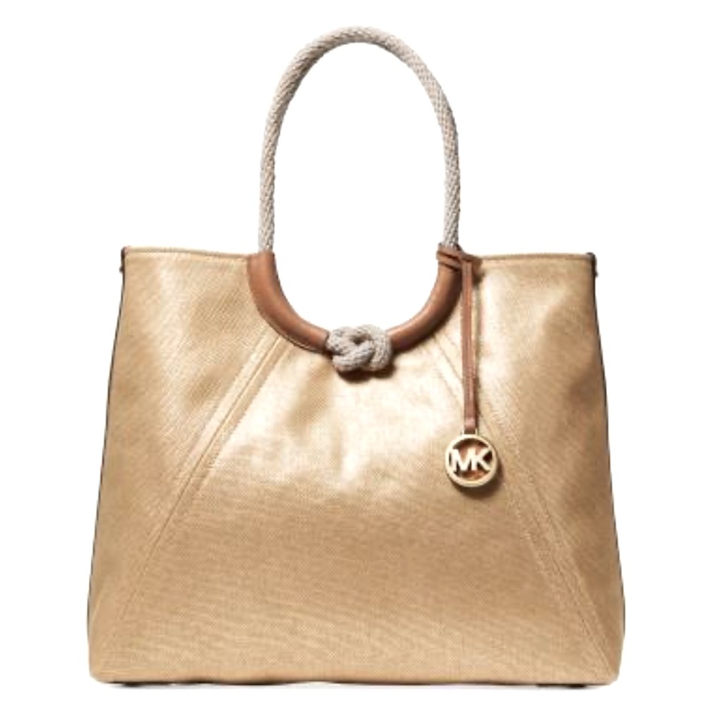 Michael Michael Kors Isla Ring Tan Gold Shoulder Tote